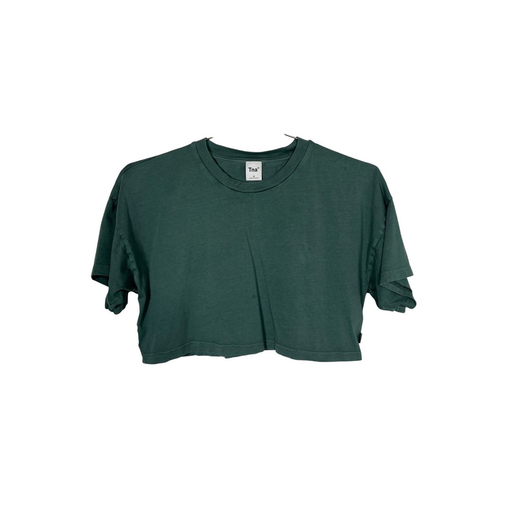 Women Green Crop Top T-Shirt Casual Aritzia Tna 100%‎ Cotton M